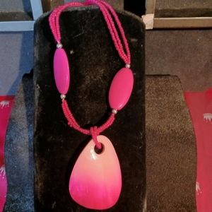 Pink Ladies Shell and Beaded Necklace